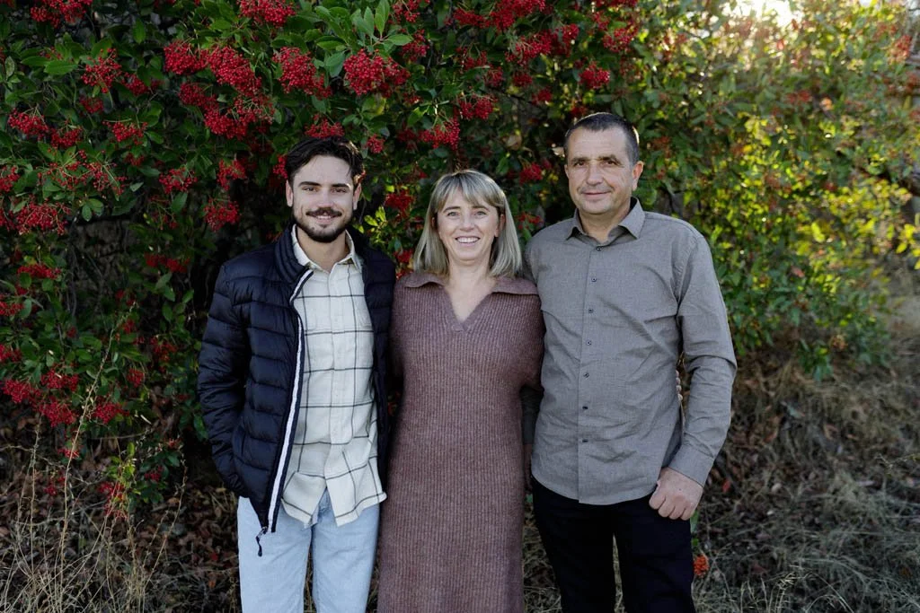 Dennis and the owners of Sierra Sauna Co. standing outdoors together